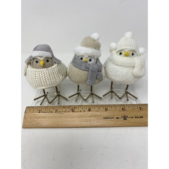 Wondershop Target Set Of 3 Featherly Friends Neutral Beige Christmas Birds NEW - Picture 5 of 8